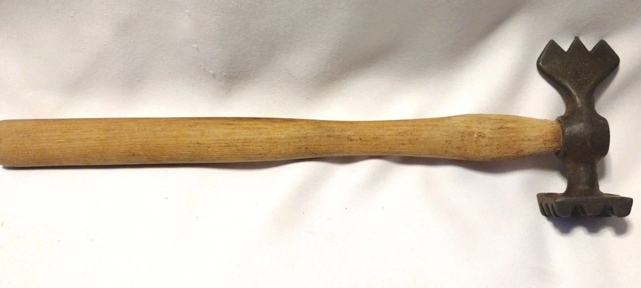 Vintage Meat Tenderizer Wooden Handle Primitive Decor B2