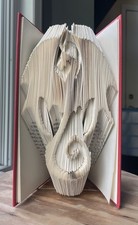 Handmade Folded Book Art  Dragon    Upcycled Book Sculpture Decor Gift