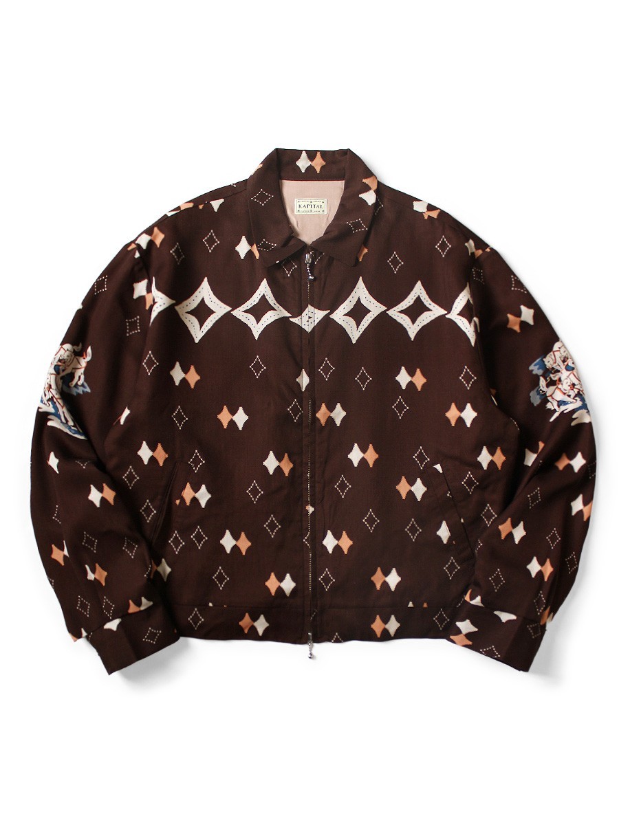 KAPITAL Rayon twill Ainu Mosir print drizzler jacket K2510LJ122