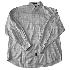 GANT Coastal Twill 100 Cotton Gray Squared Long Sleeve Size Medium