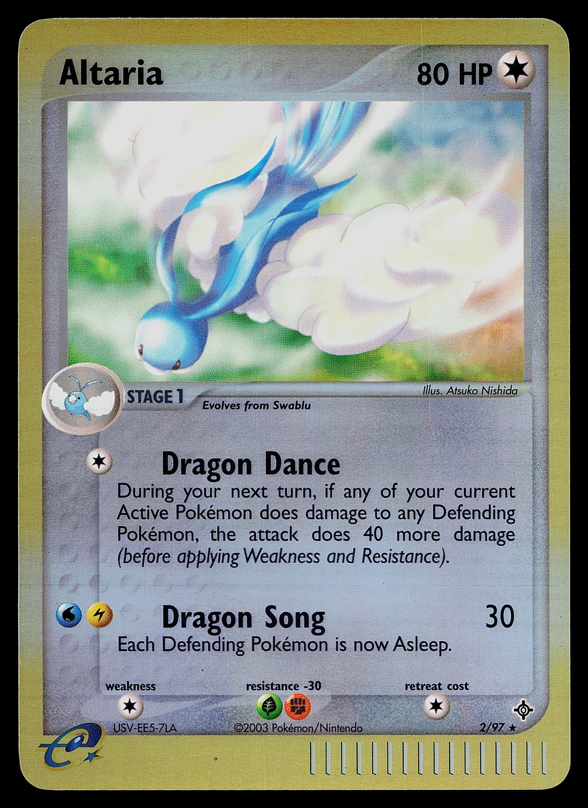 Pokemon Card - Altaria Dragon 2/97 Holo Rare Reverse Holo