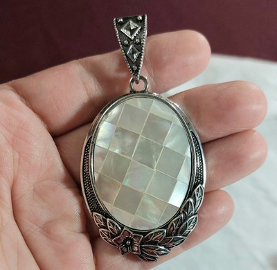 60x40mm mother of pearl shell large oval pendant jewelry making charm necklace