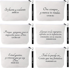 12 Pcs Valentines Christian Gift Bulk for Women Religious Canvas Makeup Bags Bib
