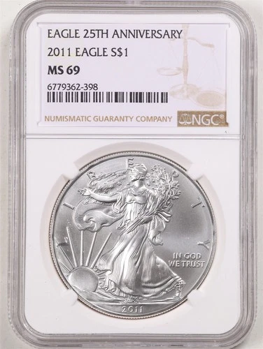 2011 1oz 25th Anniv. American Eagle MS69 NGC 6779362-398