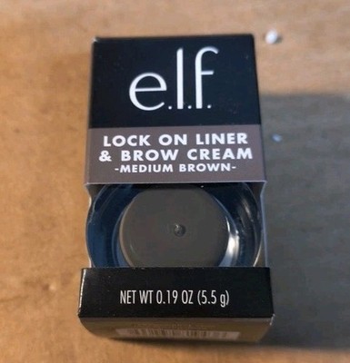 (1) E.L.F. Lock On Liner & Brow Cream Medium Brown - 0.19 OZ