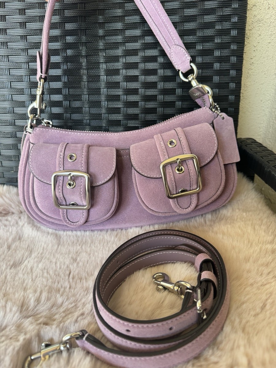 COACH Ashton Shoulder Bag In Suede & Smooth Leather CDA95 Silver