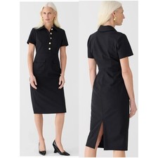 NWT J. CREW Collared Sheath Dress in Black Bi-Stretch Wool Blend