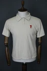 Ami Alexandre Mattiussi Cream Solid Cotton Red Heart Logo Polo Shirt Size S/M
