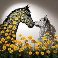 Horse Diamond Painting Kits for Adults, Dog 5D Full Drill Round Diamond Art Kits