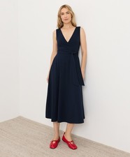Pact Women s Fit Flare Easy V-Neck Dress Organic Cotton Midi Dress