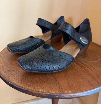 Rieker Women s Mary Jane Shoes Size 36 - US 6 Black Leather - Gently Worn