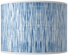 Drum Print Lamp Shade Beachcomb Blue Medium 15.5x15.5x11 Spider Harp and Finial
