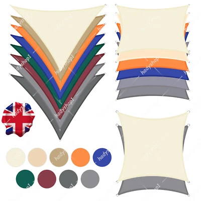 HEAVY DUTY SUN SHADE SAIL GARDEN PATIO AWNING CANOPY 98% UV BLOCK WATERPROOF UK