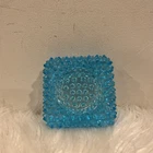 Vintage FENTON HOBNAIL Salt Cellar Votive Candle Holder Capri-Blue 3" Square