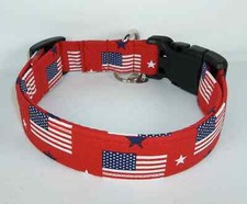 Red White Blue American Flag Terri's Dog Collar handmade adjustable 4th July 250