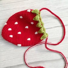 Crochet Strawberry Bag for Girls Red Shoulder Bag Cute Knit Bag