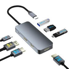 Docking Station Dual Monitor for Dell/HP/Mac, 7 in 1 Laptop Docking... Fast Ship