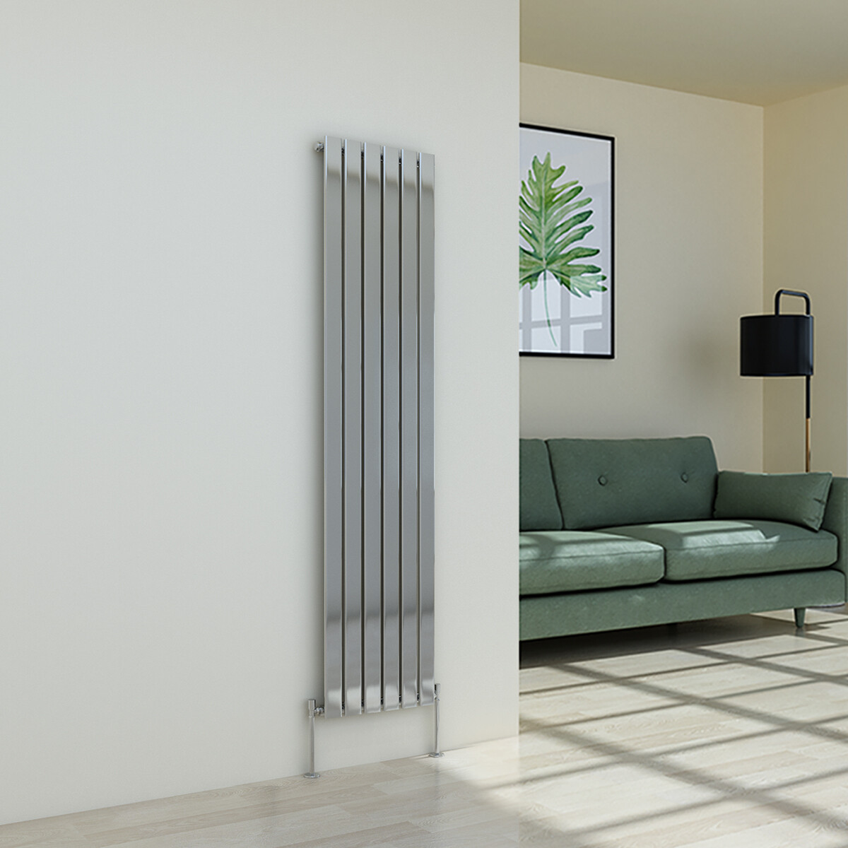 Vertical Designer Radiator Flat Panel Modern Heating Single Chrome 1600 x 410mm