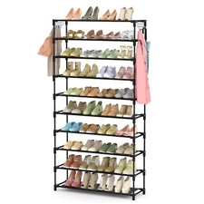 10 Tiers Shoe Rack Tall Large Capacity 50 Pairs Wide Shoe Organizer Sturdy Shoe