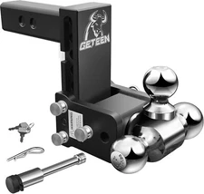 Tow & Stow Adjustable Trailer Hitch 2" Receiver 5" Drop Hitch10,000 GTW Tri-Ball