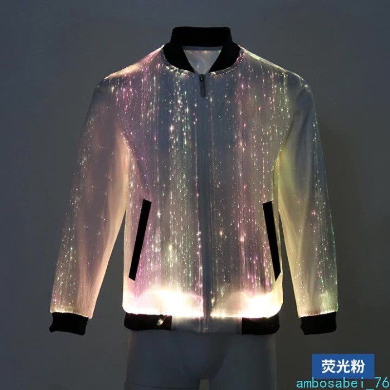Abrigo Chaqueta LED Luminoso Colorido Brillante Fibra Óptica Para Hombre Fiesta Club