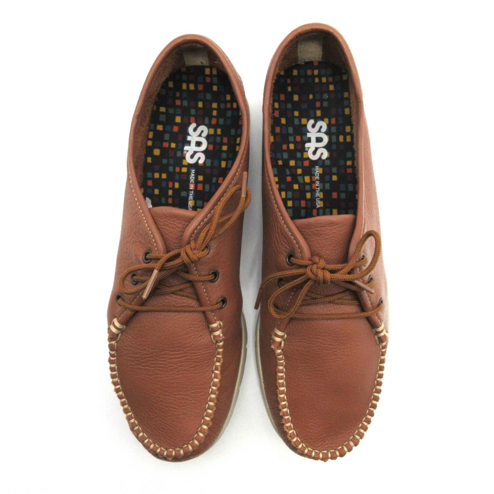 SAS Breezy II Womens 8 M Moccasin Comfort Shoe Lace Up Brown Pebble Leather USA - Image 3 of 4