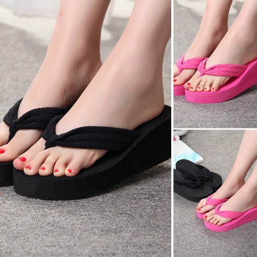 Women UK 3-7 Wedge Thick Slippers Flip Flops Platform Thong Sandals Beach  Shoes | eBay