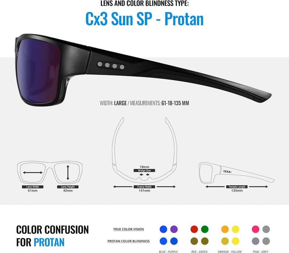 Outdoor Color Correcting Glasses for Deutan and Protan Color Blindness