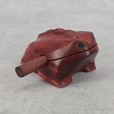 Wooden Croaking Sound Frog Hand Carved Wood From Brazil New