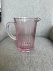 Vintage Light Pink Ribbed Depression Glass Pitcher
