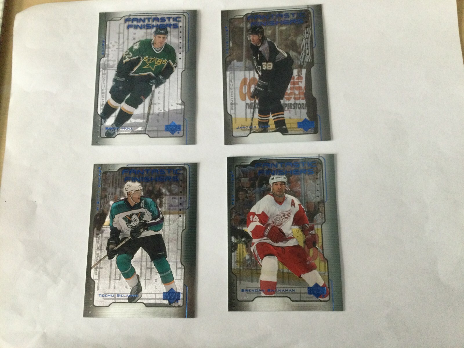 1999-00 UPPER DECK "FANTASTIC FINISHERS" LOT OF 4 HULL, JAGR, SELANNE, SHANAHAN