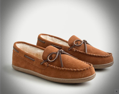 J CREW Suede Moccasin Slippers, Sherpa Fleece, Expresso Brown, Men\'s Siz… J.CREW Men main image 3