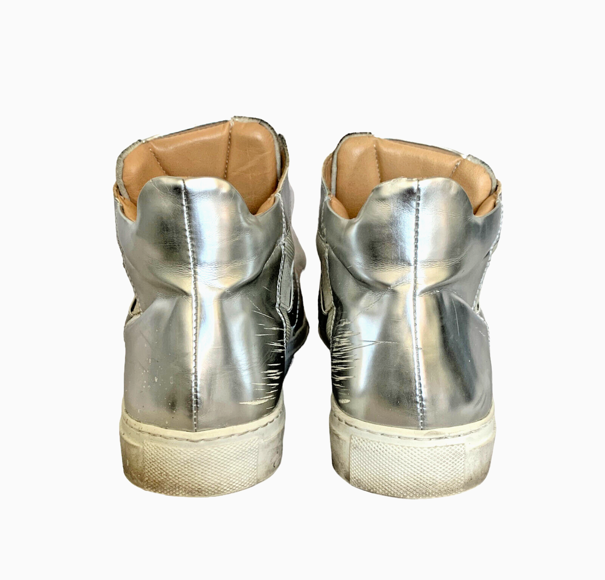 Martin Margiela MM6 High Top Lace-up Silver Sneakers Womens Martin Margiela MM6 High Top Lace-up Silver Sneakers Womens