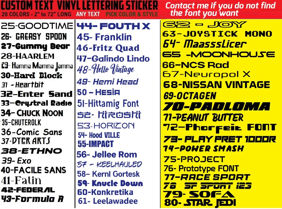 Custom Text Vinyl Lettering Sticker Decal Personalized -ANY TEXT - ANY NAME - [x - Image 2 of 4