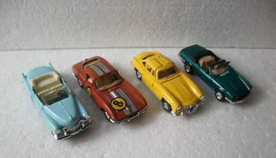 Konvolut 4x DieCast 12 cm Modellauto 1962 Corvette Sting Ray Jaguar XJS Cabrio