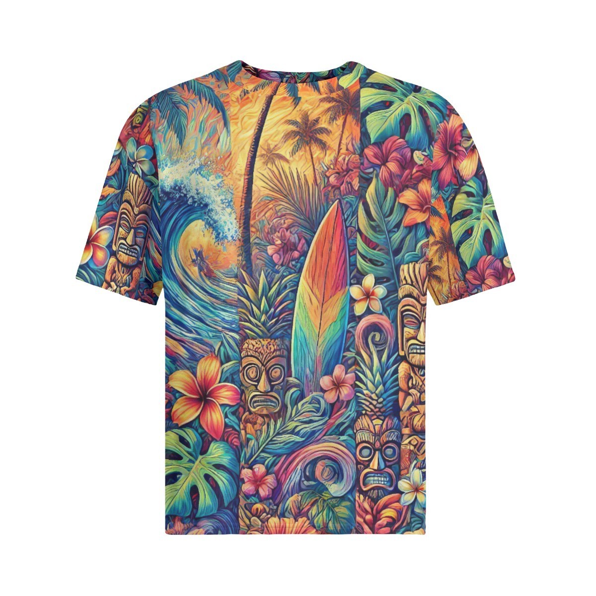 Psychedelic Hawaiian Surf Oversized 100% Cotton Tee Shirt All Over Print T-Shirt