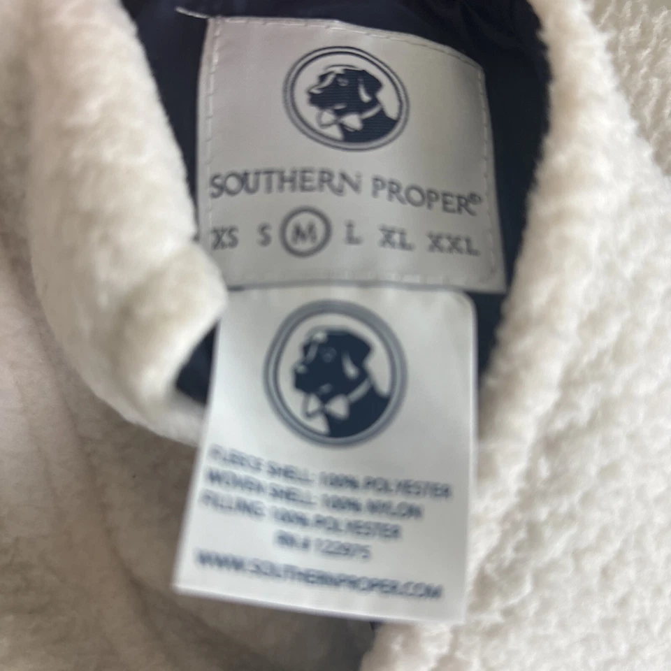 Chaleco Southern Proper Reversible Para Hombre Talla M Piel de Oveja Acolchado Azul Marino Preppy Cremallera Completa Foto 3 de 3