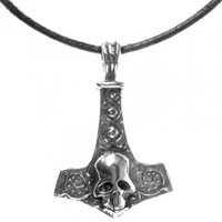 925 Silber AnhäNger Thor's Hammer, Totenkopf, Skull, Kelten, Wikinger