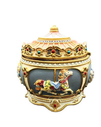 San Francisco Music Box Carousel Trinket Box Plays Carousel Waltz Wind Up RARE