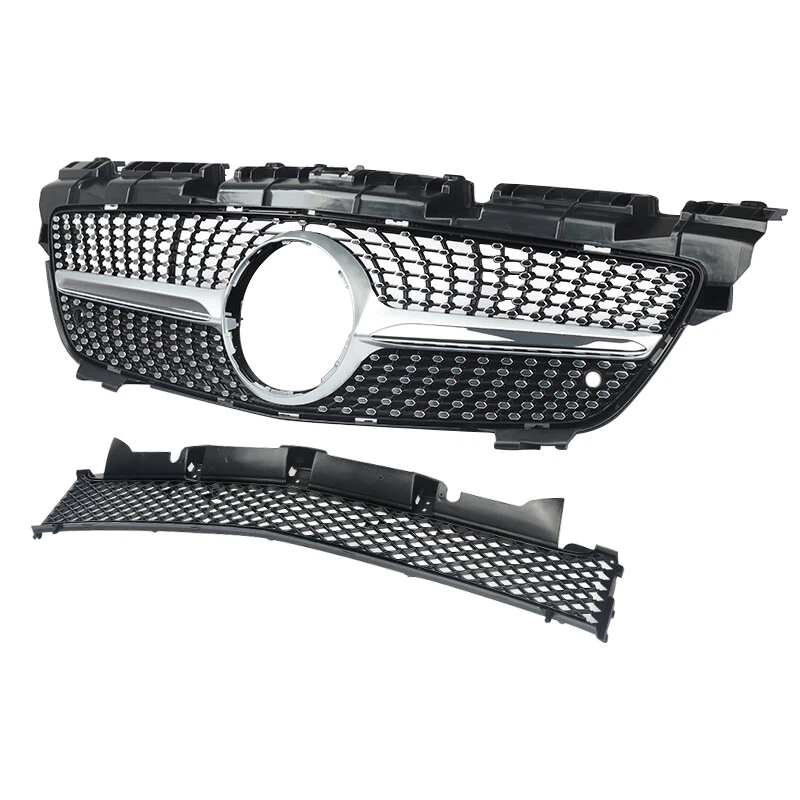 For 2011-2015 Benz R172 SLK Class SLK250 Diamond Style Front Grille Silver Color - Imagem 2 de 4
