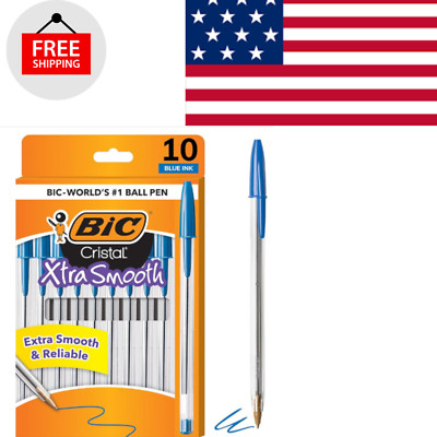 10-Count BIC Cristal Xtra Smooth Ballpoint Pen, Medium Point Blue (1.0mm).......