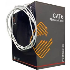 1000ft Cat6 Plenum Cable, CMP rated, 550MHz, 23 AWG cable, White