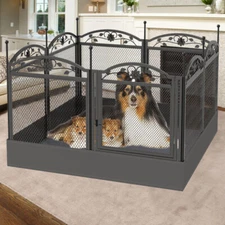 Dog Whelping Pen Cage Box w/ Floor Mat Puppy Indoor Playpen Strong Outdoor Fence
