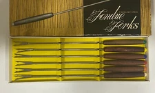 Vintage Set of 6 each 2 Tine Fondue Forks Stainless Mid Modern Made in Japan 