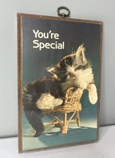 Vtg Wooden Plaque Kitten Kitty Cat You’re Special Wall Decor MCM Gift 1979 