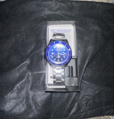 DEBLVE Diver Automatic Blue Dial Stainless Steel Men's Watch Water-Resistant w/