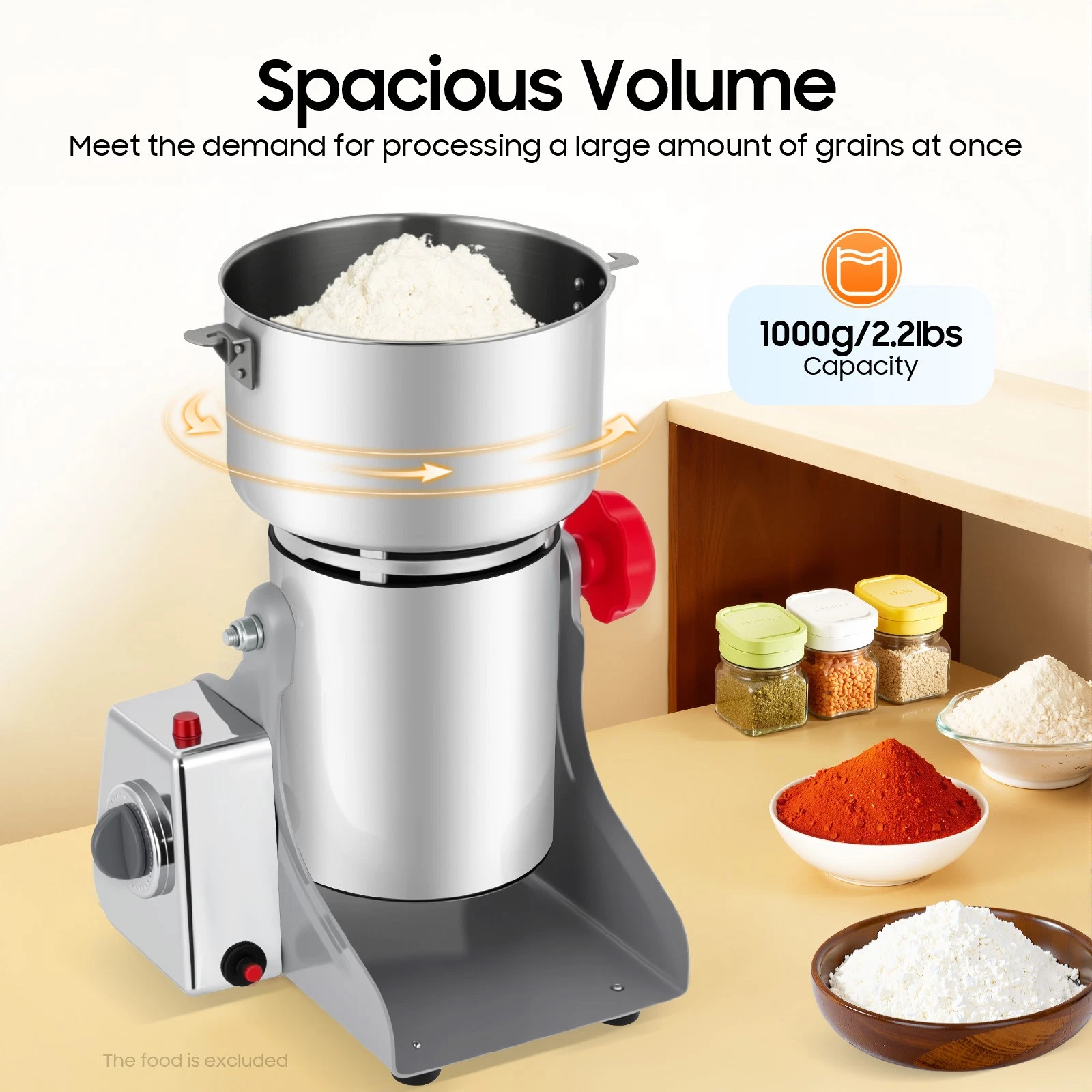 1000g Electric Grain Grinder Spice Mills Commercial Superfine Powder Pulverizer