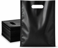 Small Black Plastic Shopping Bag for Business Merchandise with Handle Poly Die