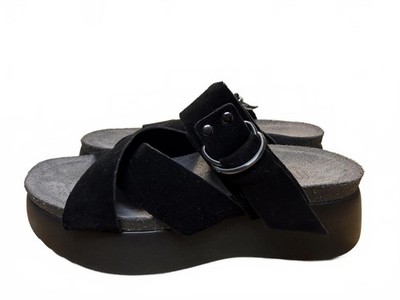 Munro Sofia Platform Sandals Women's Size 6.5 Black Suede Slide comfort Gothic