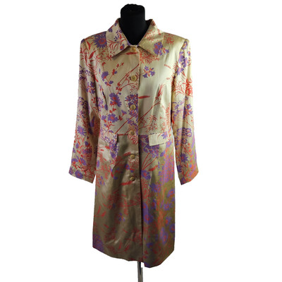 Therese Andersen Damen Morgenmantel Gold 100% Seide Blumen